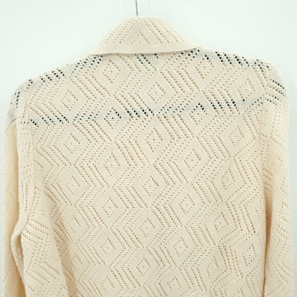 VTG Cuddle Knits Button Front Pointelle Cardigan/Knit Top L/XL Ivory - Picture 12 of 16